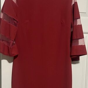 ElegantMauve color Dress with Sheer Sleeves body fitted with stretch